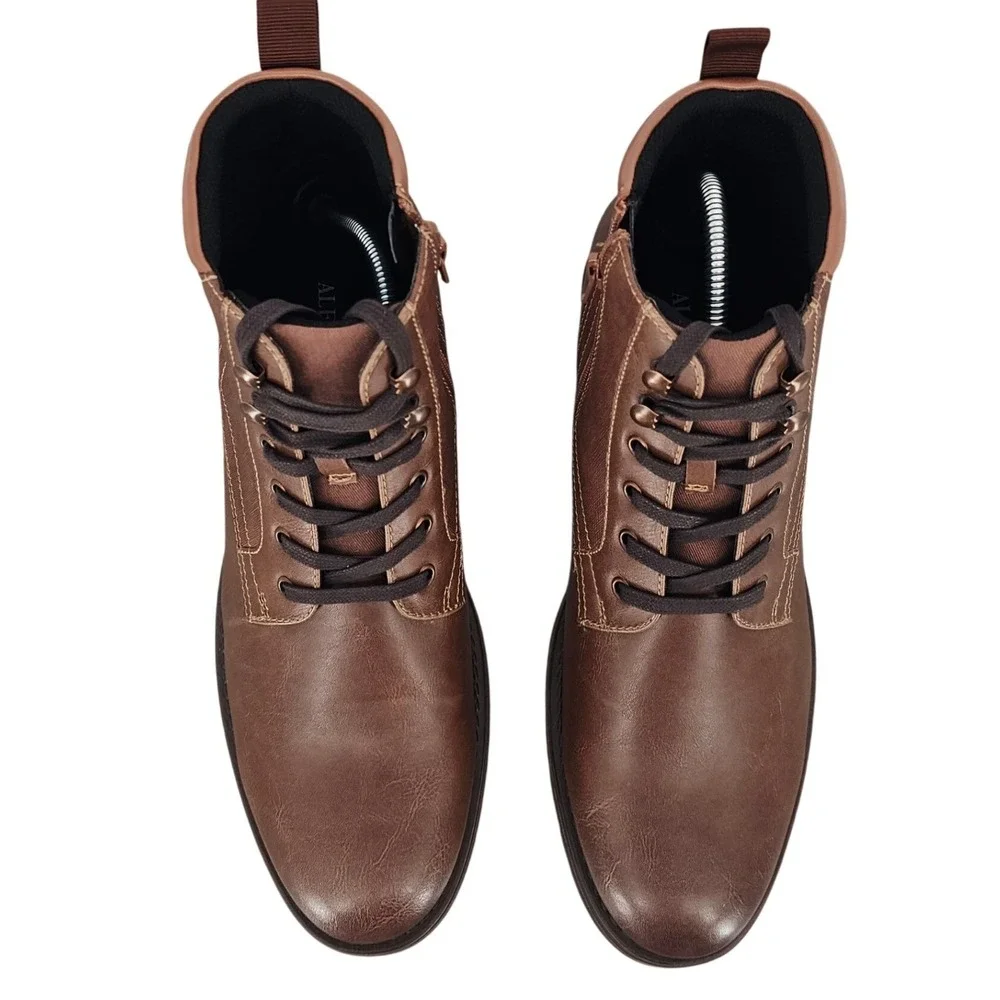 Alfani‎ Bronson Mens Brown Lace Up Side Zip Ankle Boots 11.5M 10007182500